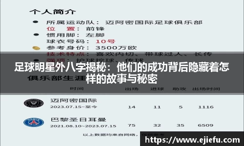 足球明星外八字揭秘：他们的成功背后隐藏着怎样的故事与秘密